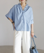 Gather Band Collar Shirt
