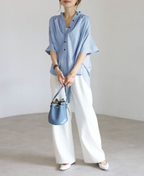 Gather Band Collar Shirt