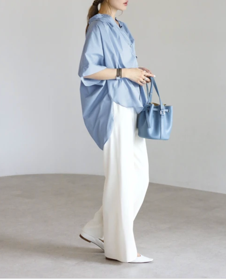 Gather Band Collar Shirt