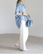 Gather Band Collar Shirt