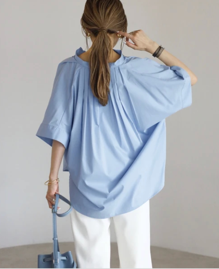 Gather Band Collar Shirt