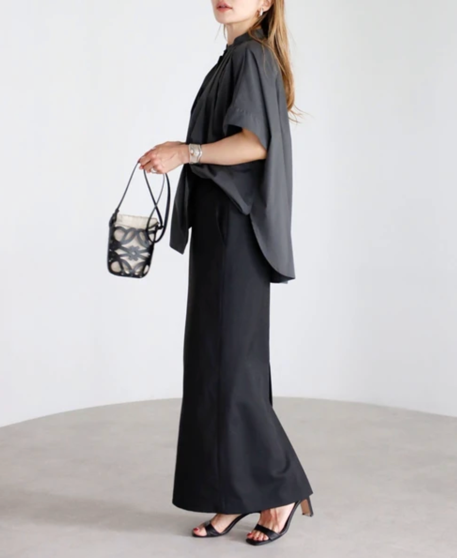 Gather Band Collar Shirt