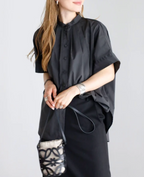 Gather Band Collar Shirt
