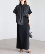 Gather Band Collar Shirt