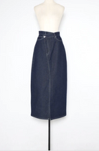 Cross Waist Denim Maxi Skirt