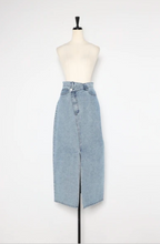Cross Waist Denim Maxi Skirt
