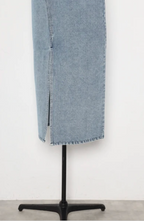 Cross Waist Denim Maxi Skirt