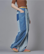 Colour Block Wide Leg Denim