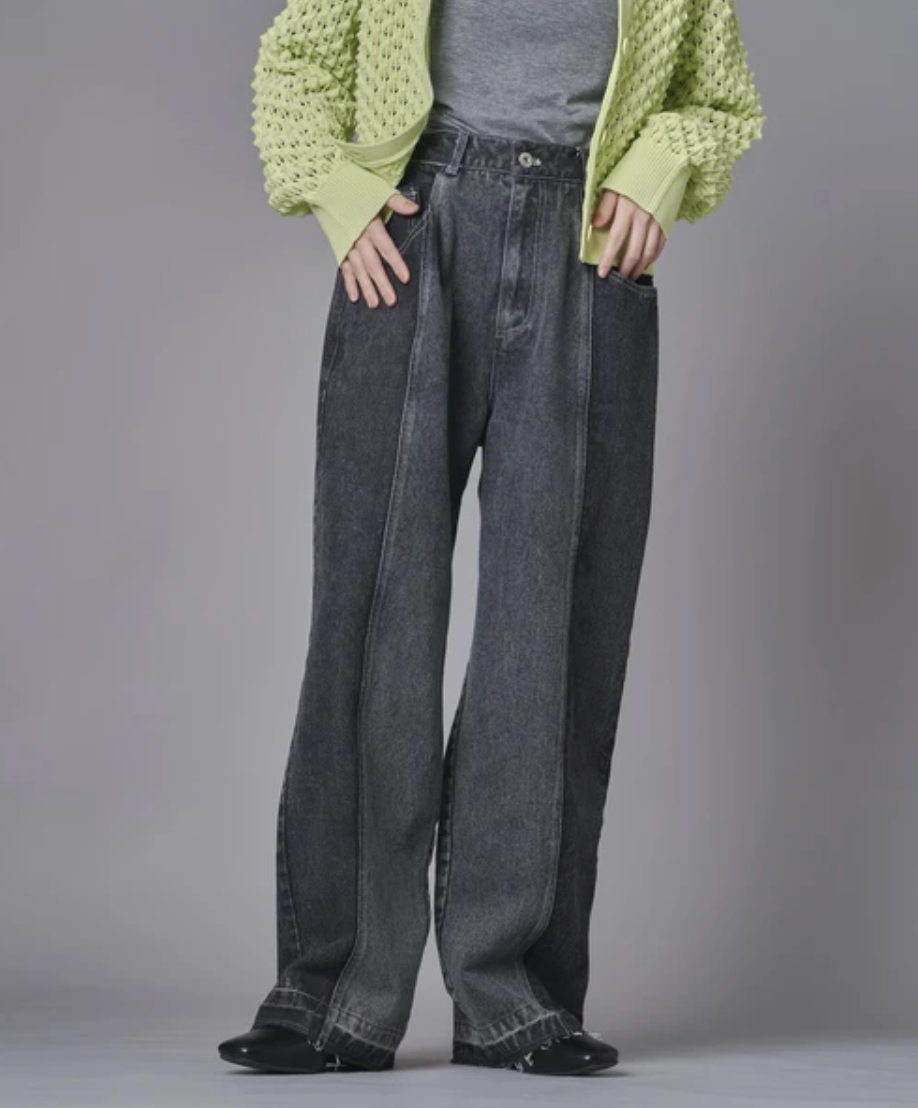 Colour Block Wide Leg Denim