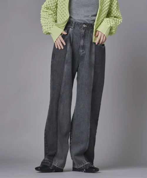 Colour Block Wide Leg Denim M.Mood Minimal