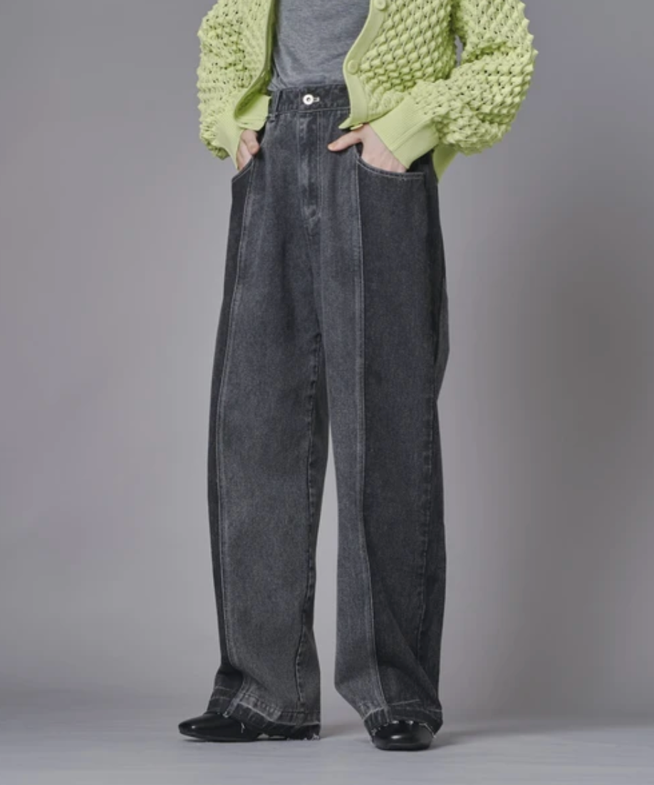 Colour Block Wide Leg Denim