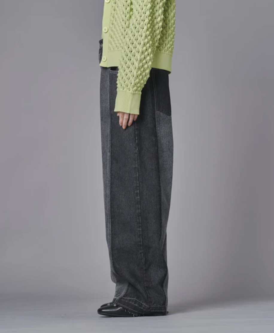 Colour Block Wide Leg Denim