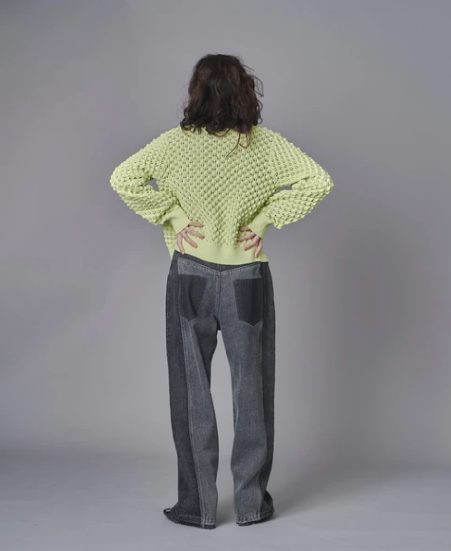 Colour Block Wide Leg Denim