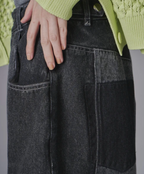 Colour Block Wide Leg Denim