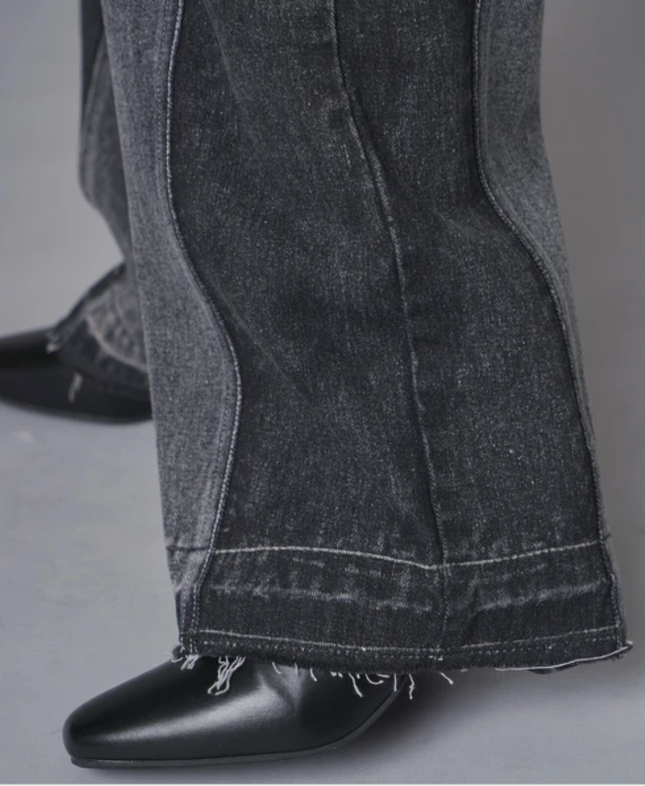 Colour Block Wide Leg Denim