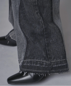 Colour Block Wide Leg Denim