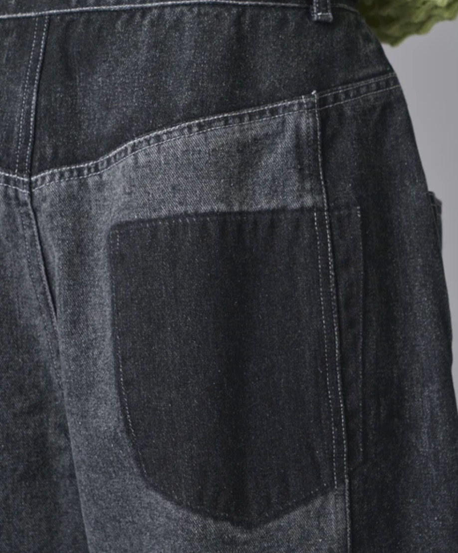 Colour Block Wide Leg Denim