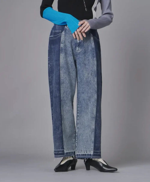 Colour Block Wide Leg Denim M.Mood Minimal
