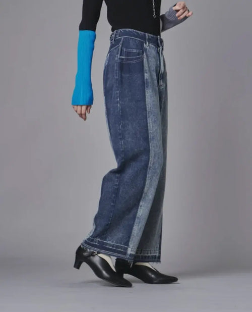 Colour Block Wide Leg Denim M.Mood Minimal