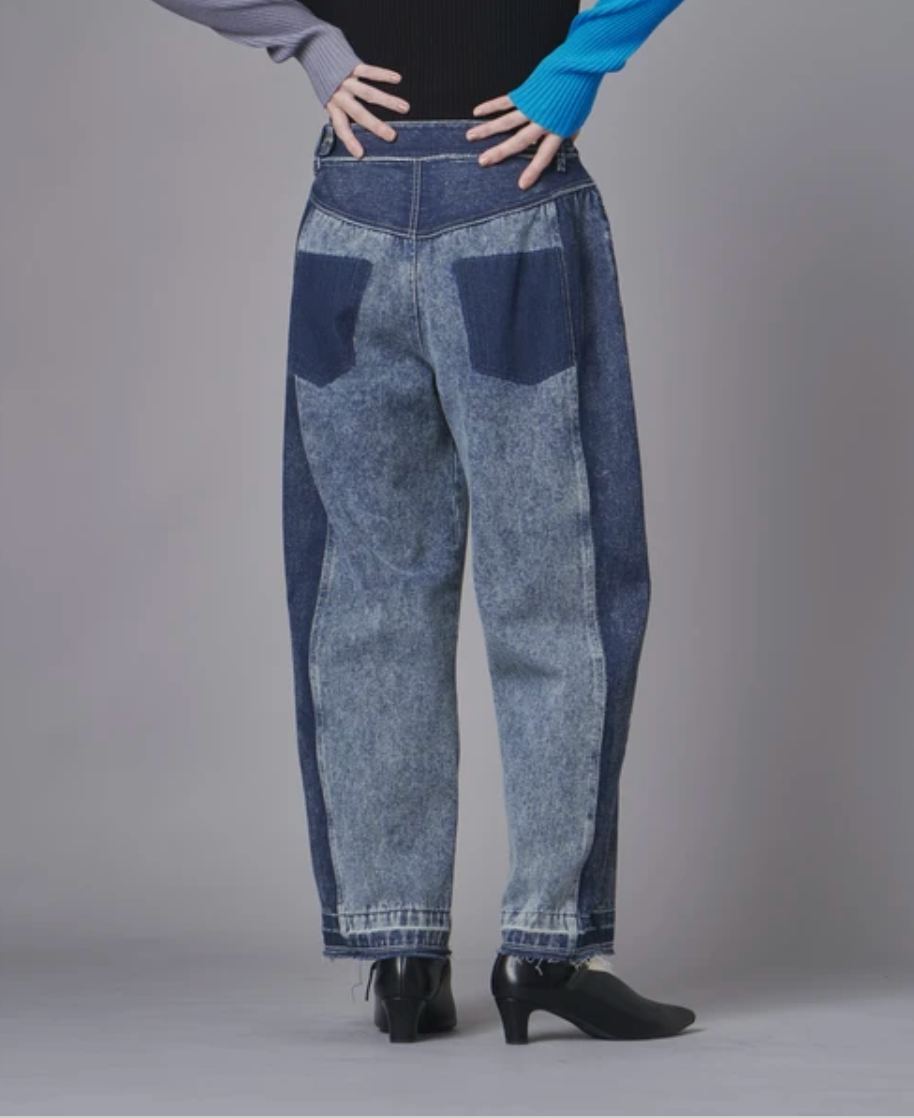 Colour Block Wide Leg Denim