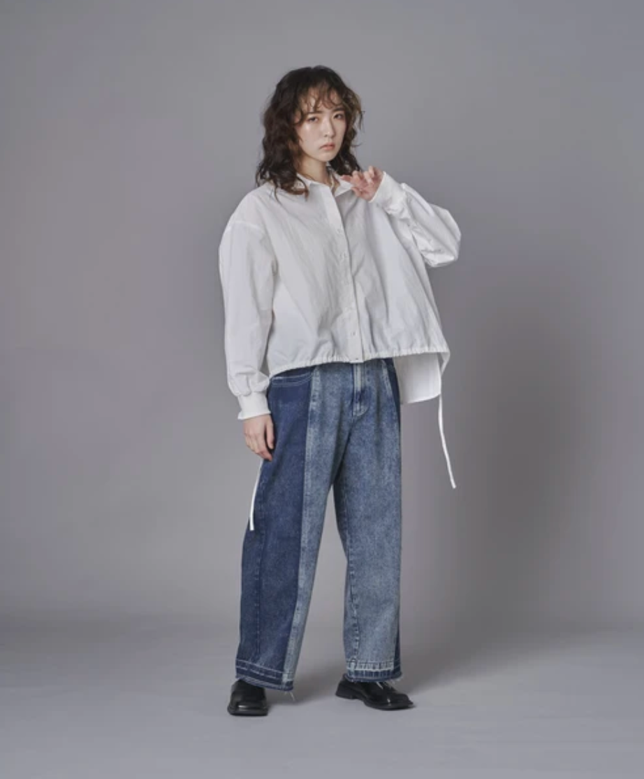 Colour Block Wide Leg Denim