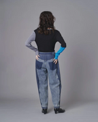 Colour Block Wide Leg Denim