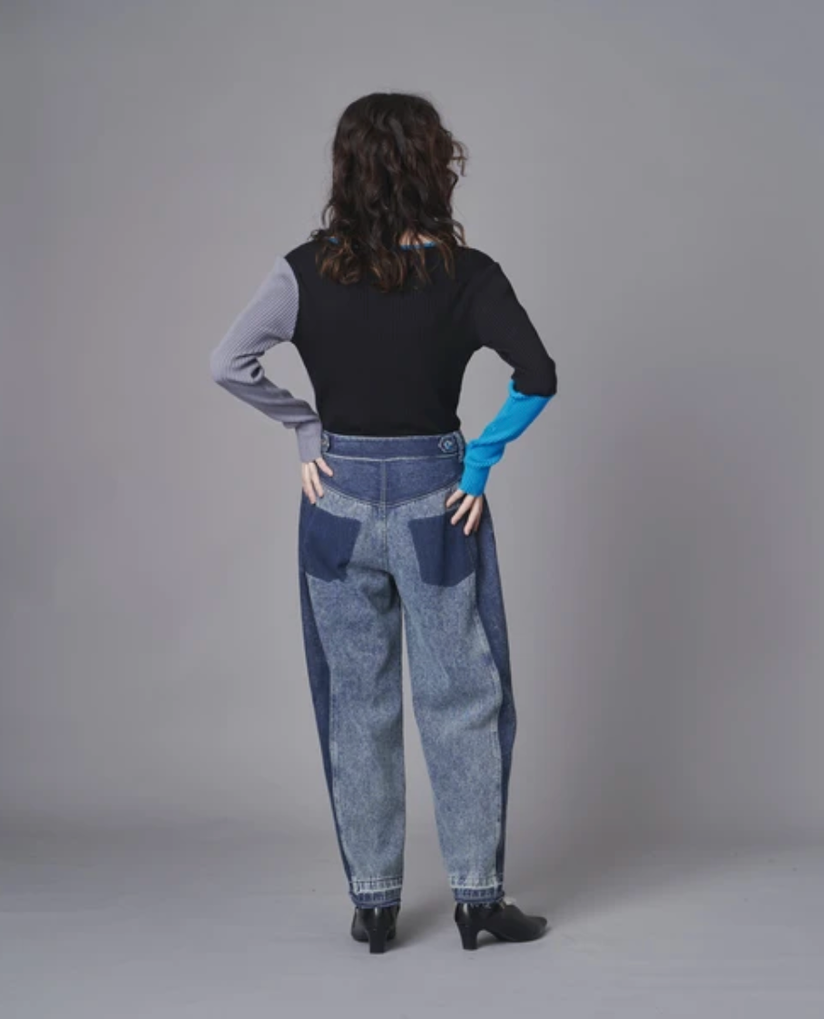 Colour Block Wide Leg Denim