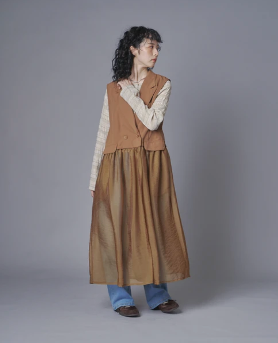 Sheer Layer Vest Dress