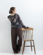 Painterly Sheer Crew Neck Top