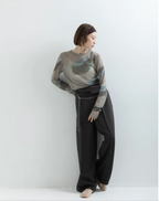 Painterly Sheer Crew Neck Top