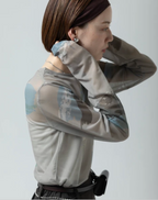 Painterly Sheer Crew Neck Top