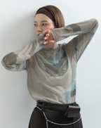Painterly Sheer Crew Neck Top