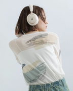 Painterly Sheer Crew Neck Top