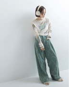 Painterly Sheer Crew Neck Top