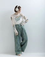Painterly Sheer Crew Neck Top