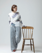 Painterly Sheer Crew Neck Top
