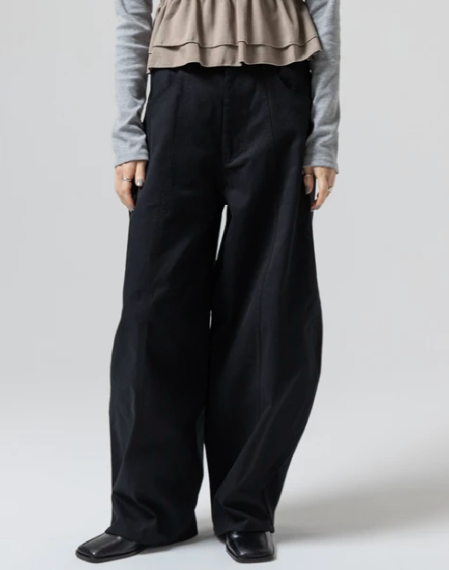Balloon Silhouette Wide-Leg Pants