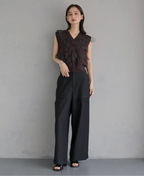Ruffle Tulle V-Neck Knit Vest