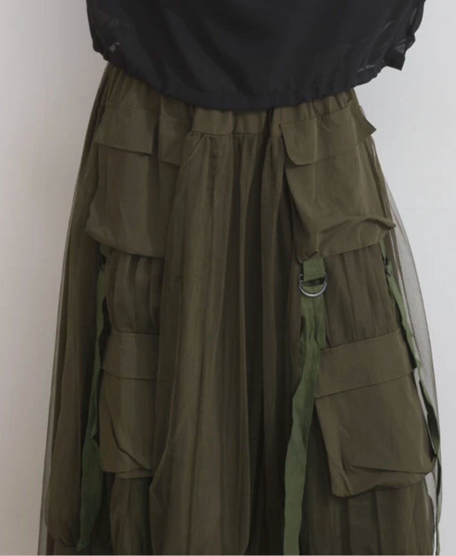 Tulle Cargo Balloon Skirt