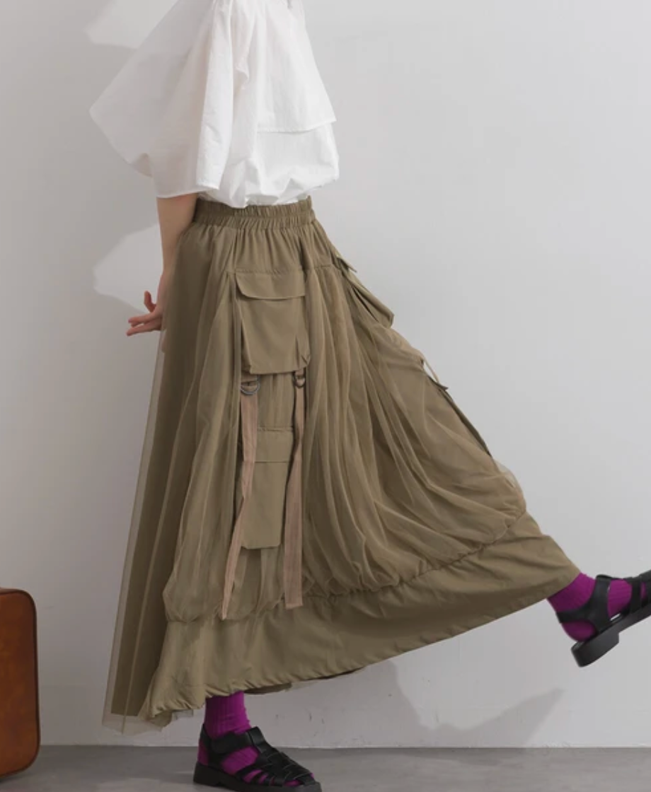 Tulle Cargo Balloon Skirt