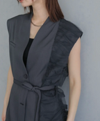 Asymmetric Tulle Panel Vest