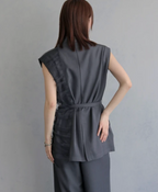 Asymmetric Tulle Panel Vest
