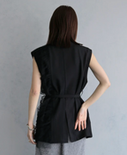 Asymmetric Tulle Panel Vest