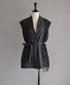 Asymmetric Tulle Panel Vest