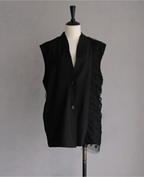Asymmetric Tulle Panel Vest