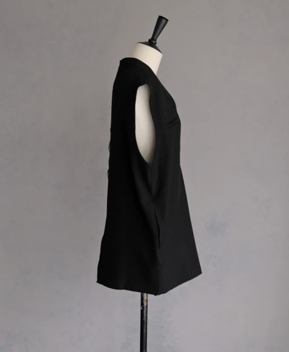 Asymmetric Tulle Panel Vest