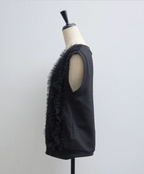 Ruffle Trim Knit Vest