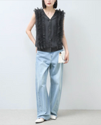 Ruffle Trim Knit Vest