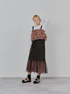 Tiered Ruffle Plaid Bustier Vest