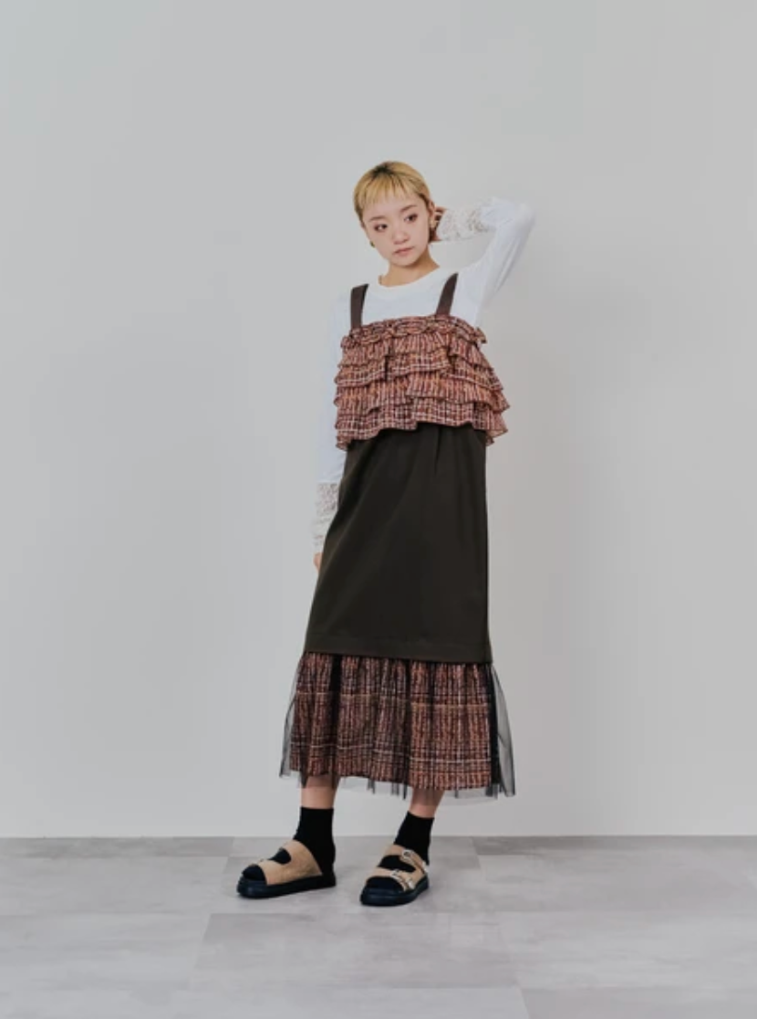 Tiered Ruffle Plaid Bustier Vest